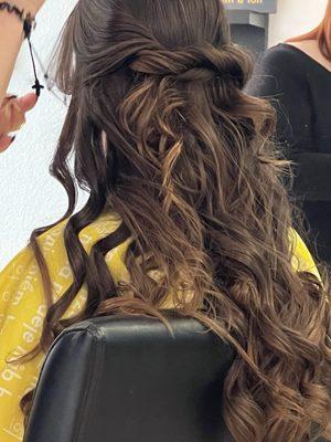 Half up half down hairstyle