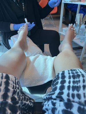 Regular Pedicure in recliner chair. $50