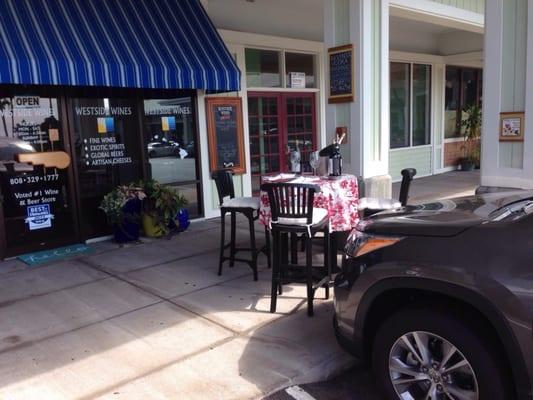 Storefront with wine table out front