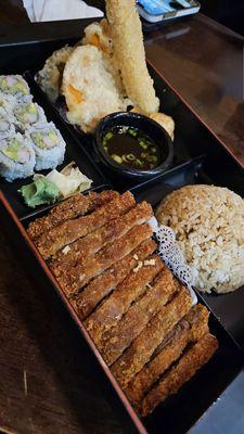 Pork tonkatsu dinner box...generous portions with good quality.