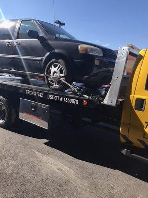 Van being towed away from AAmco!!!! After it was driven in?