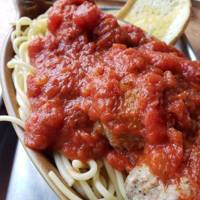 Spaghetti with 3 meatballs!!!