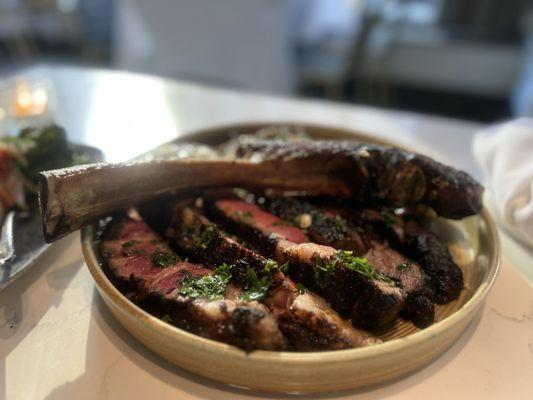 Pre-sliced tomahawk steak