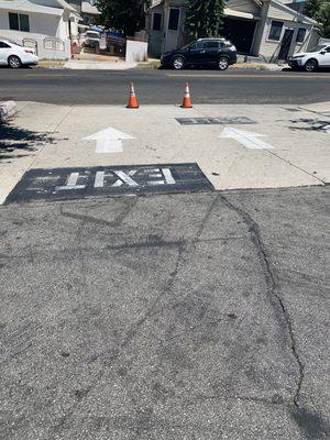 Cones blocking half the exit