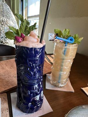 "Tiki Taka" & "Hat Trick" Specialty Cocktails on Tiki Ceramic Mugs