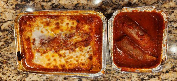 Lasagna and Side Sausage