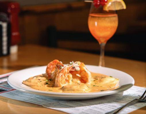 Lobster Ravioli and Shrimp in our Sherry Cream Sauce