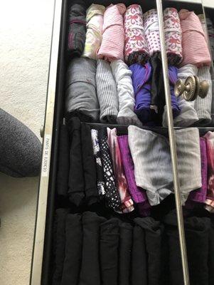 Clothing drawer organization