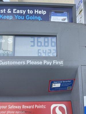 That's how much it cost for 6 gallons