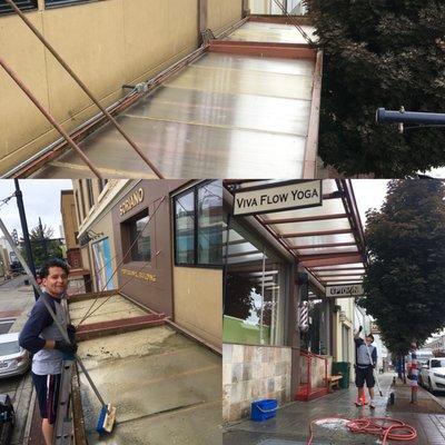 Down town Bremerton, awning cleaning. Jay and Vic in the pic