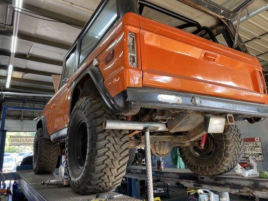 Exhaust work on a Bronco