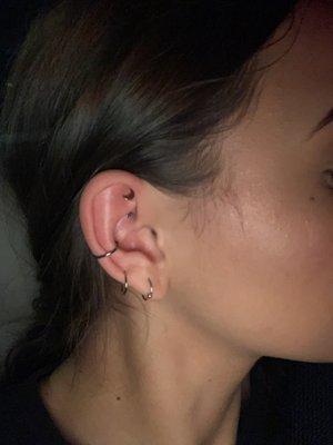 Rook piercing & conch hoop