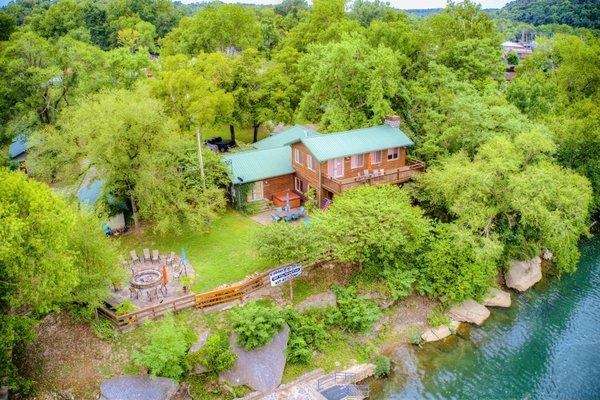 The House & Loft, Fire Pit, and Limestone Dock at Off The Deep End on Elk River