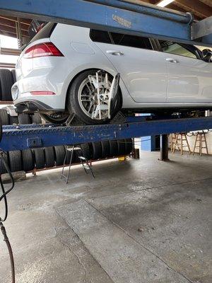 Car getting alignment