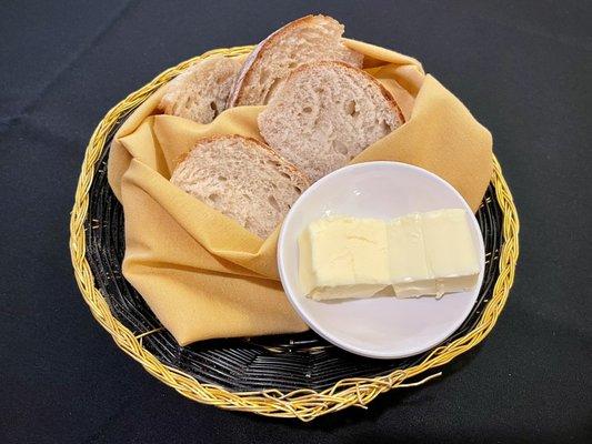 Excellent freshly baked French bread and butter