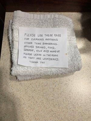 Please clean your room? But only with this towel.