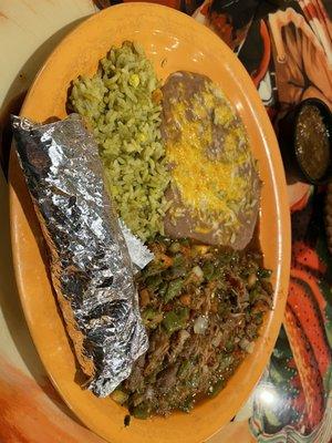 Nopalitos Rancheros with shredded beef. Very good.