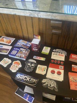 Free stickers and postcards!