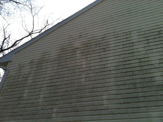 Before power washing on Long Island home's exterior siding