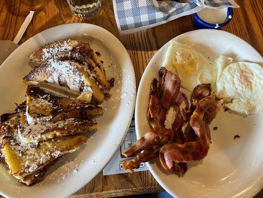 Momma's French Toast Breakfast (with bacon and over medium eggs)