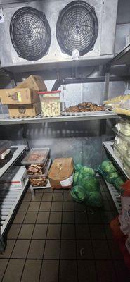 Lettuce on ground tofu next to the cooked chicken