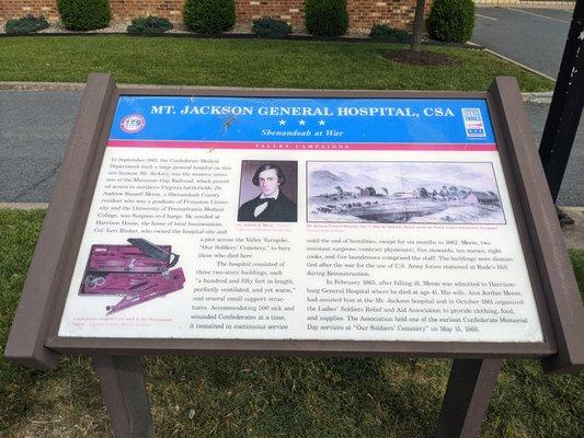 Confederate Hospital Historical Marker, Mount Jackson VA