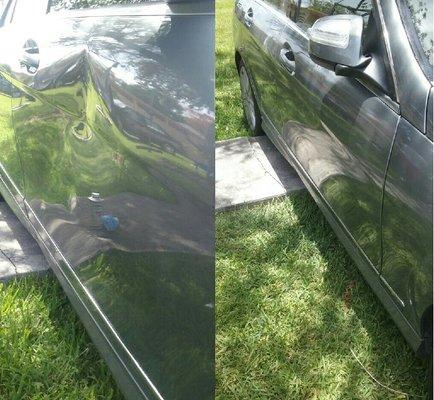 BEFORE AND AFTER 
Mercedes DOOR REPAIR