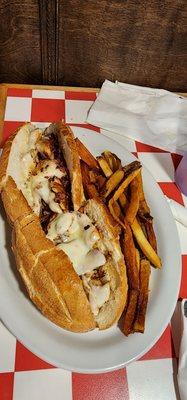 Chicken cheese Steak. It's chunky chicken not sliced/chopped