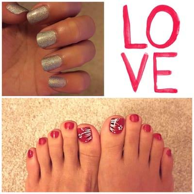 Fresh paint: holographic fingers and red toes