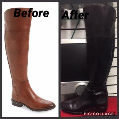 Boots were dyed to black.