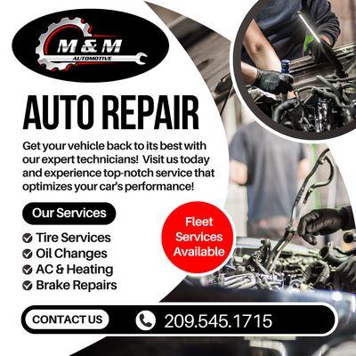 Top-rated auto repair services at M&M Automotive: expert maintenance and repairs for all vehicles. Visit mmauto.net for more info.