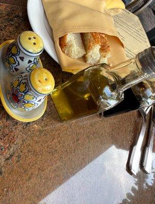 Fresh baked bread, EVOO, and balsamic