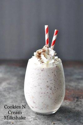 Our most popular! Cookies & Cream Milkshake made with whole milk and vanilla ice cream.