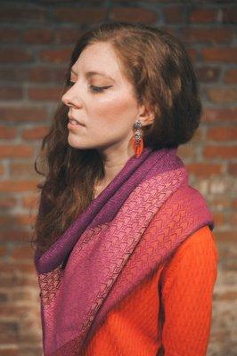 Baby alpaca and silk blend hand woven shawl with organic pima cotton cardigan.