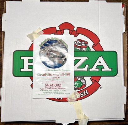 Medium Pizza box and menu