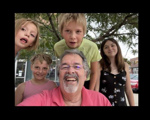 Grandpa and my G-Babies who are babies anymore after our traditional trip to Cold Stone to complete our day of fun!