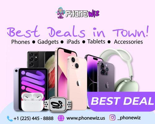 **Unbeatable Deals at PhoneWiz Electronics!**  
Shop the latest smartphones, gadgets, and accessories at unbeatable prices!