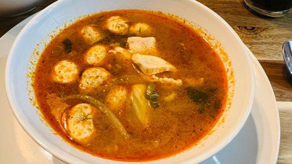 Tom Yum soup with chicken.  YUM.