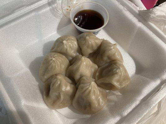 Xiao Long Bao soup dumplings was ok. Served with ponzu sauce.