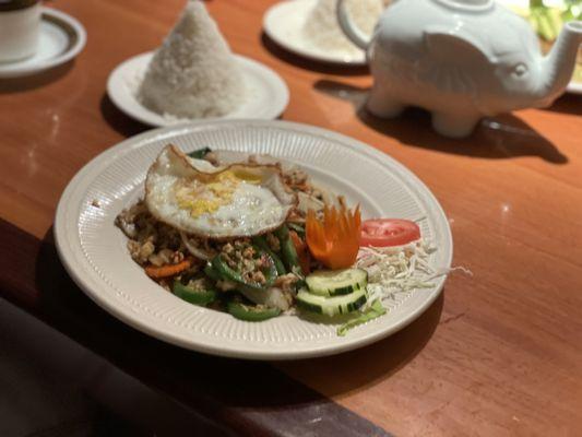 Traditional Thai basil with ground chicken