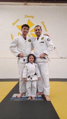 Me, with my son and daughter on the mats