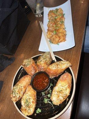 Crab cake eggrolls & bang bang shrimp