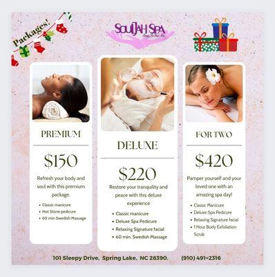 Very affordable Packages.  Purchase as a gift for your loved ones or yourself.