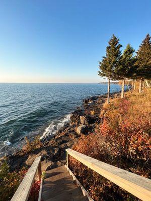 Across the hwy 61 from the lodge there is a spot to get closer to the water