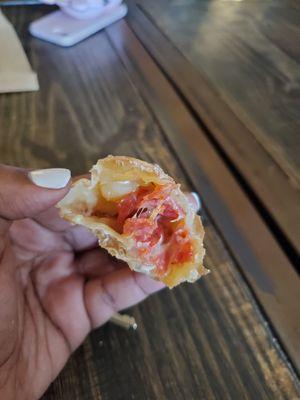 Inside of the pepperoni empanada