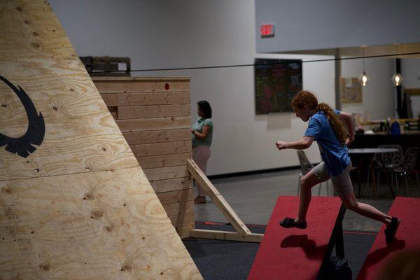 Youth obstacle course training.