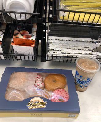 Half dozen fresh baked donuts. I chose glazed & frosted with sprinkles both of which were delicious. Grabbed a medium coca-cola icee too!