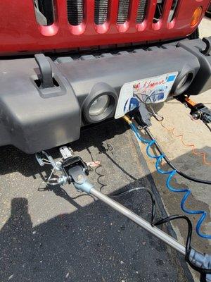 Tow bar for Jeep on our coach