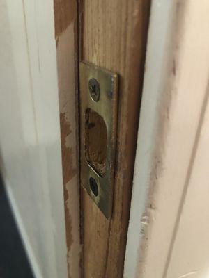 Prevents the door to room #4 from easily closing/locking.