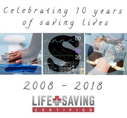 We are celebrating 10 years of business!  Come take a CPR, BLS, ACLS, or a PALS course with us!